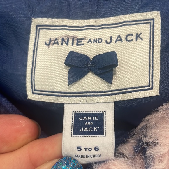 Janie and Jack faux fur floral button up jacket - Picture 2 of 8